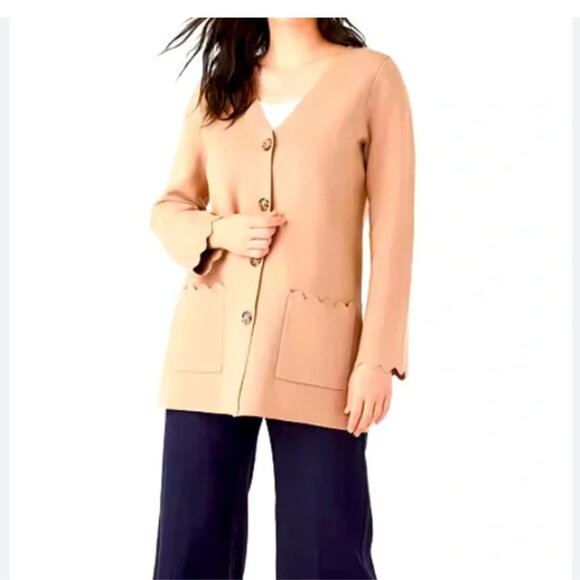Kate Spade Scalloped Sweater Blazer - Camel Color, Size X-Small NWT - Picture 2 of 2